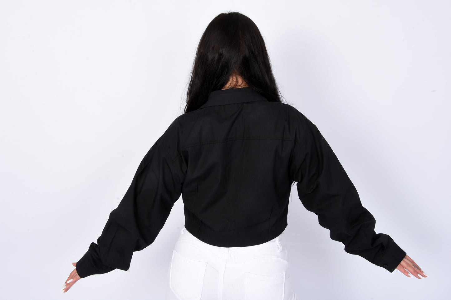 Tie Detail Cropped Shirt