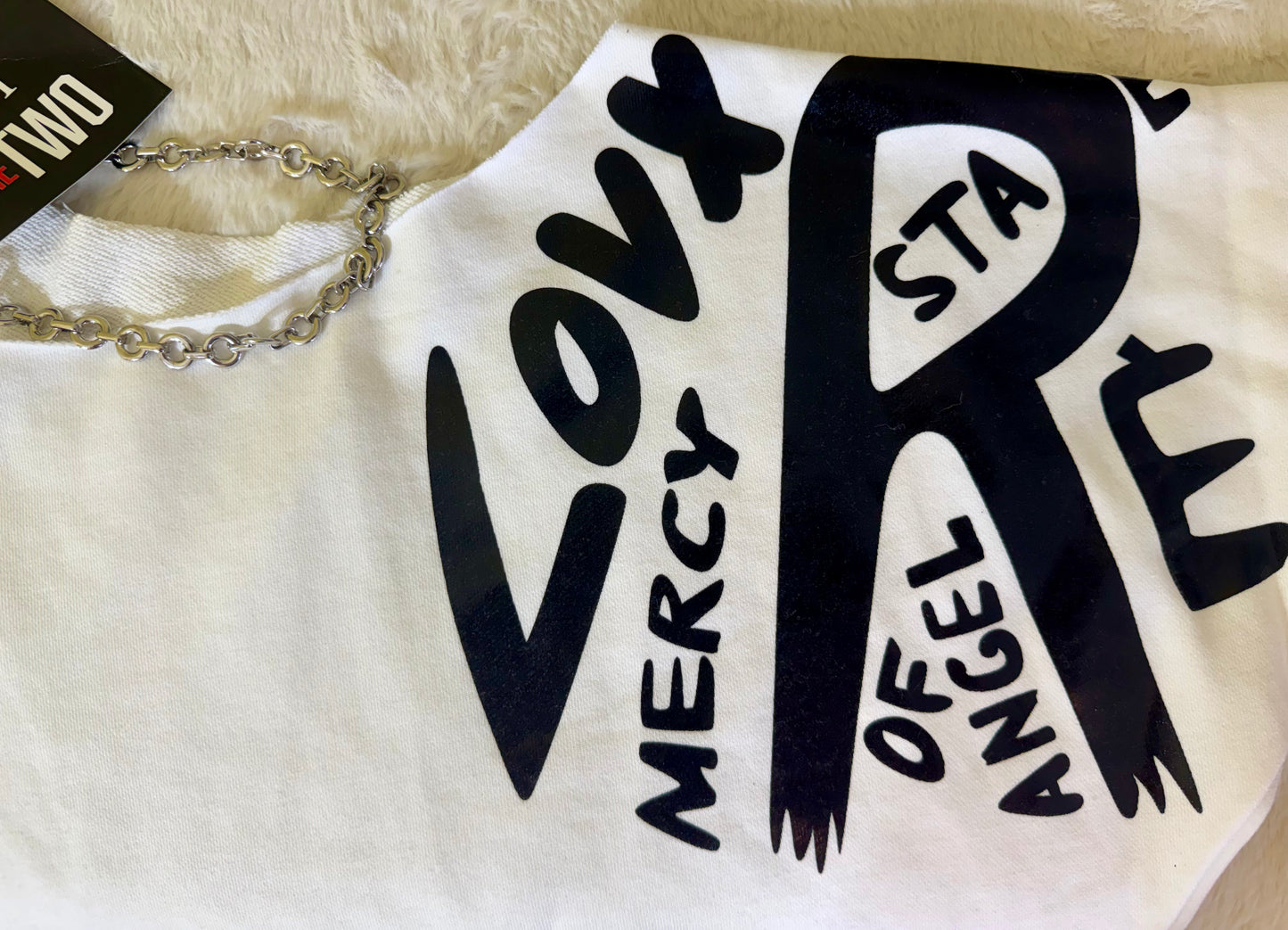 Oversize One-Shoulder Sweatshirt - White