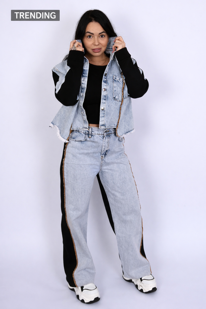 Contrast Denim Set