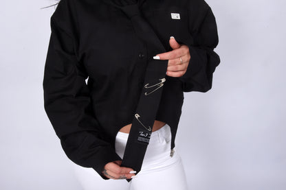Tie Detail Cropped Shirt