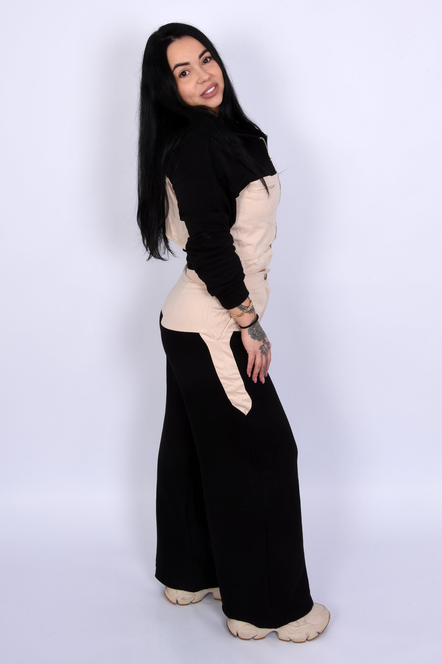 Urban Two-Piece Set-Black&Beige