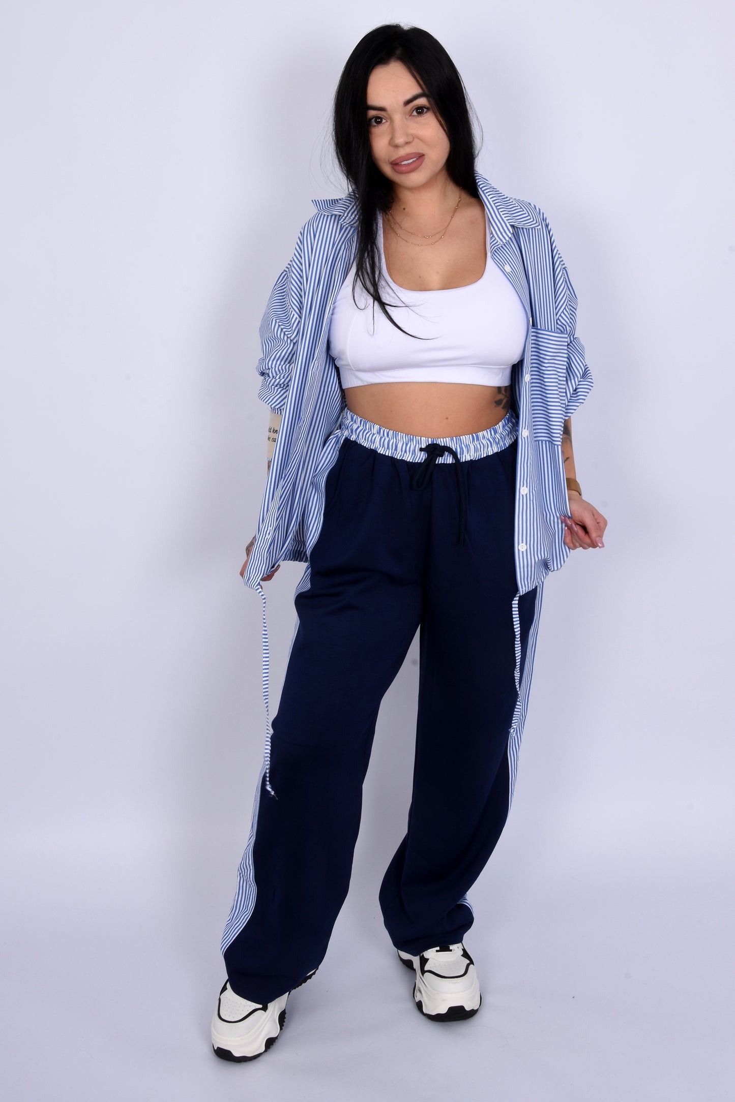 Stripe Lounge Set - Navy Blue