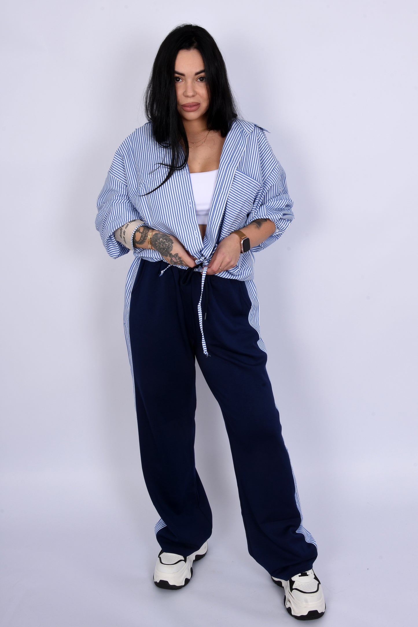 Stripe Lounge Set - Navy Blue