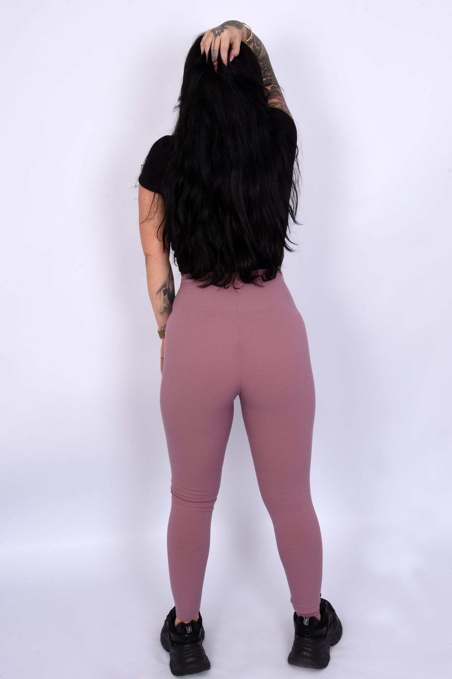 Ribbed Gym Set Black&Pink