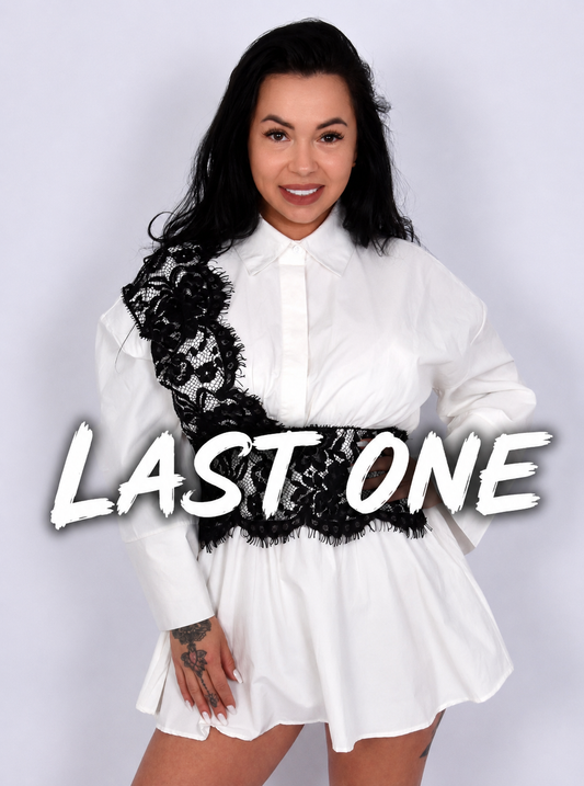 Lace Contrast Shirt Dress