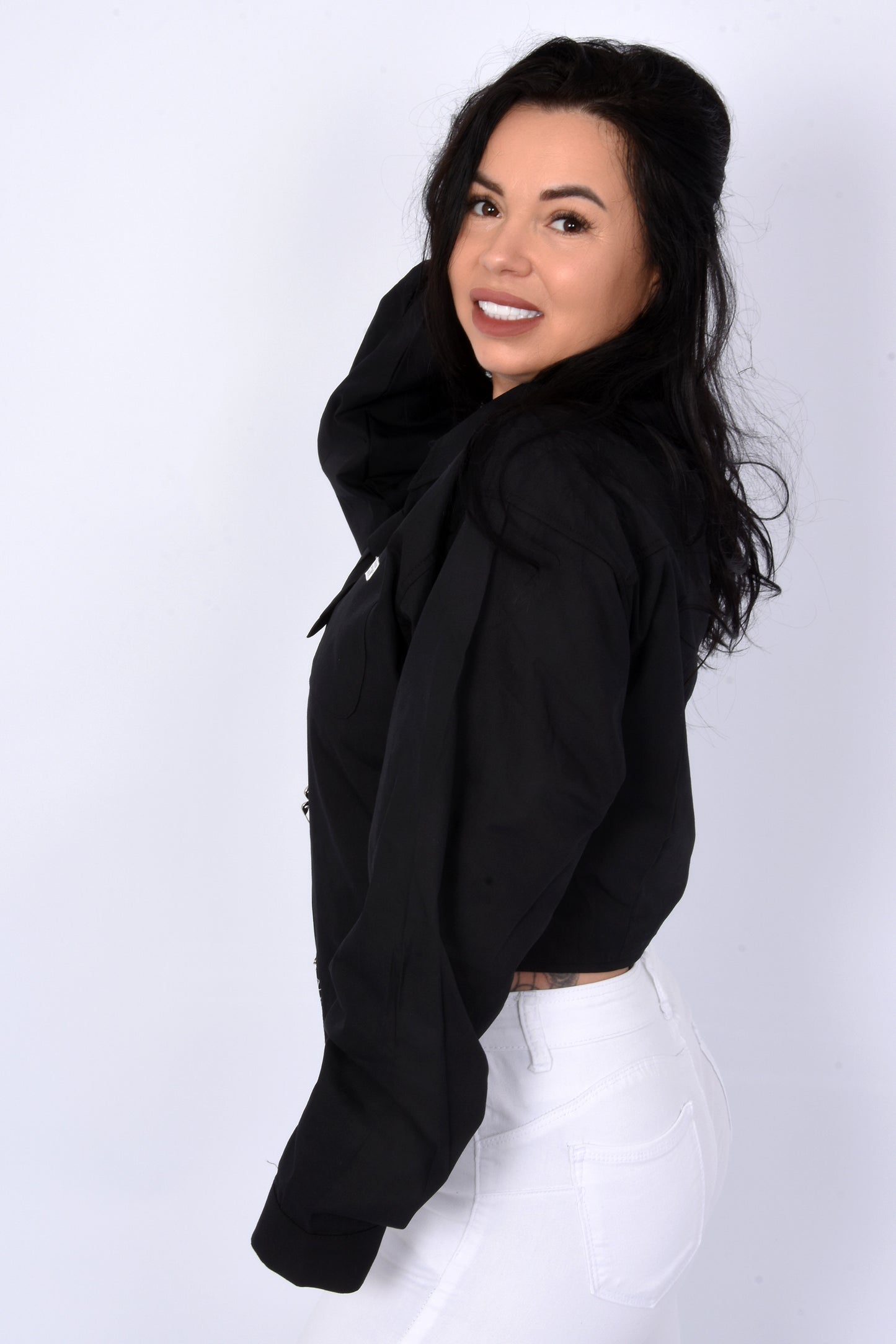 Tie Detail Cropped Shirt
