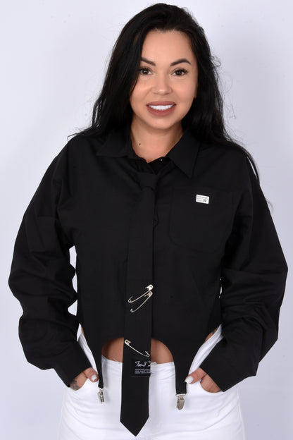 Tie Detail Cropped Shirt