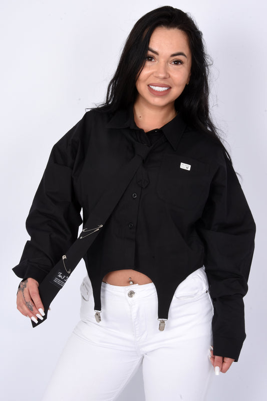Tie Detail Cropped Shirt