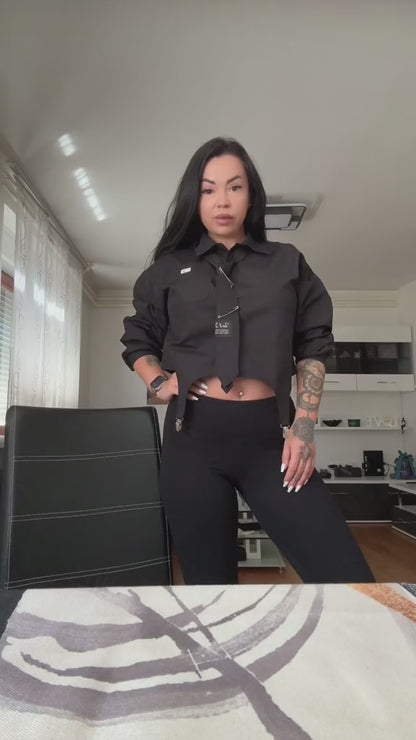 Tie Detail Cropped Shirt
